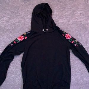 Target Art Class Black Floral Design Hoodie